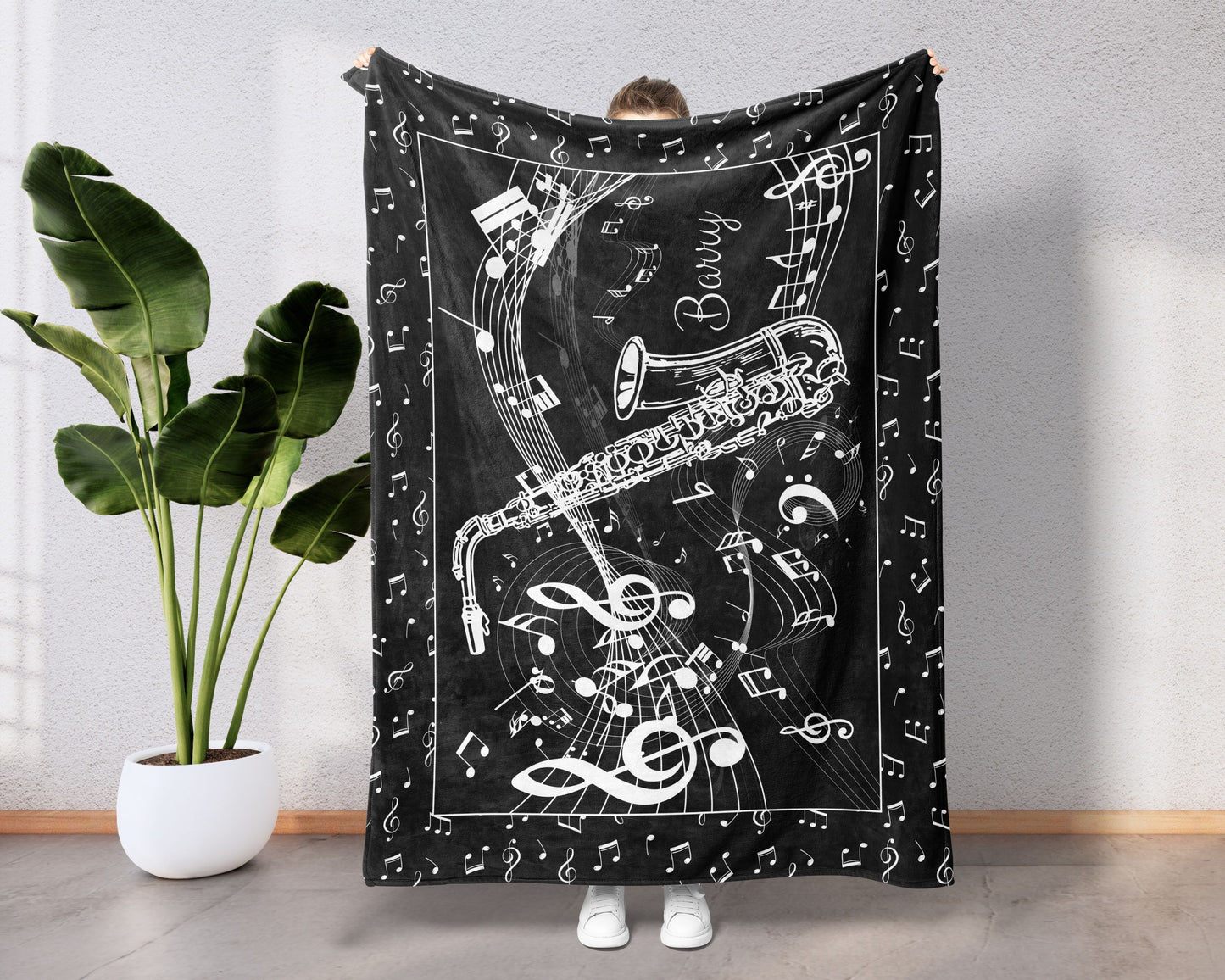 Personalized Saxophone Blanket Custom Blanket Jazz Gift