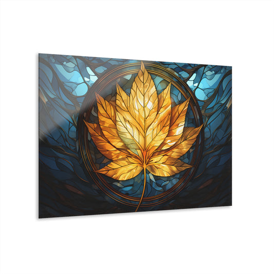 Gilded Serenity in Blue Modern Landscape Wall Art Acrylic Art Print