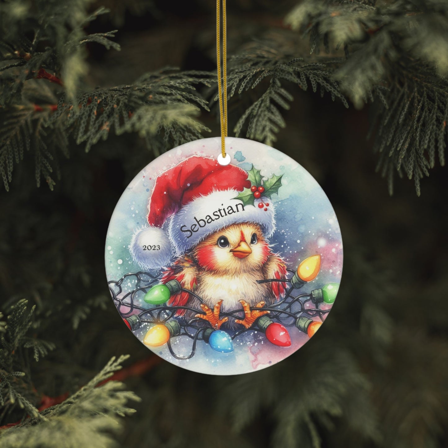 Personalized Christmas Chicken Ornament