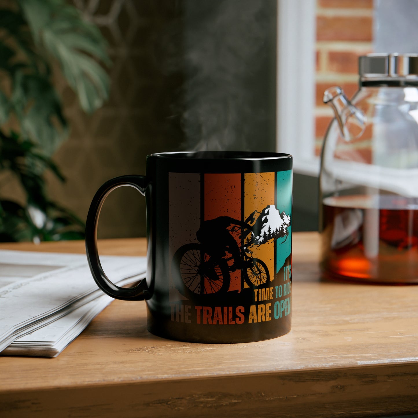 Mountain Bike Mug 11 oz Black Ceramic Mug Cyclist Gift for Him Witty Retro Mountain Bike Gift for Son Cycling Mug Boyfriend Coffee Mug