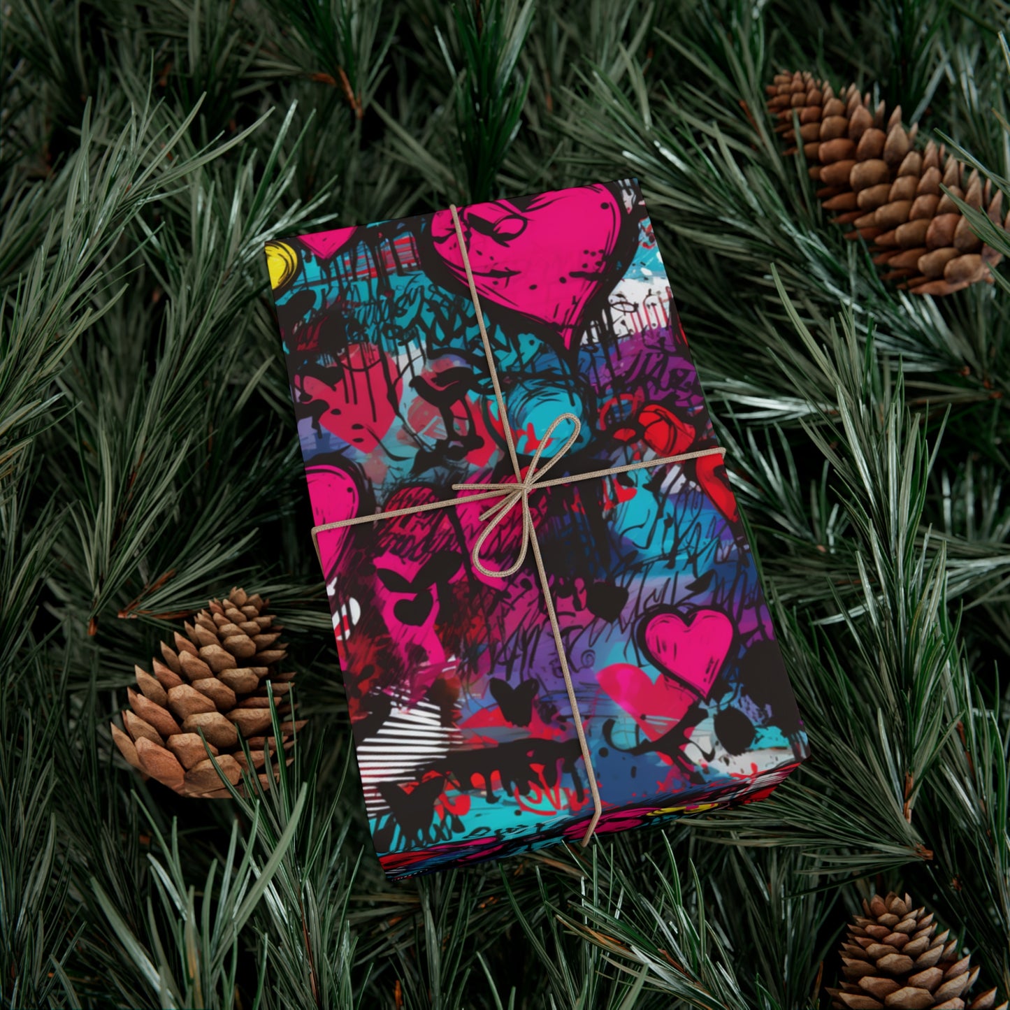 Retro Hearts Valentines Day Wrapping Paper