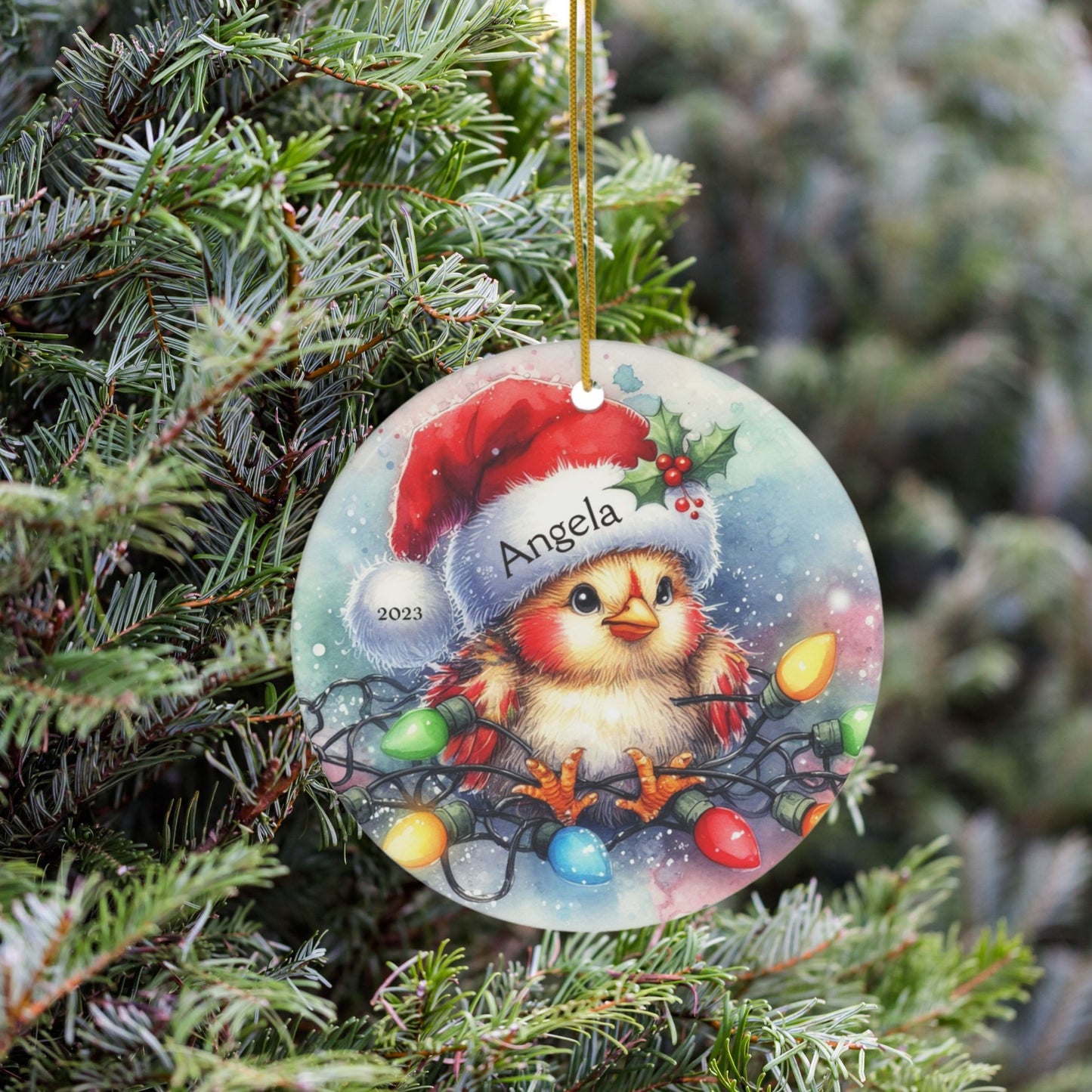 Personalized Christmas Chicken Ornament
