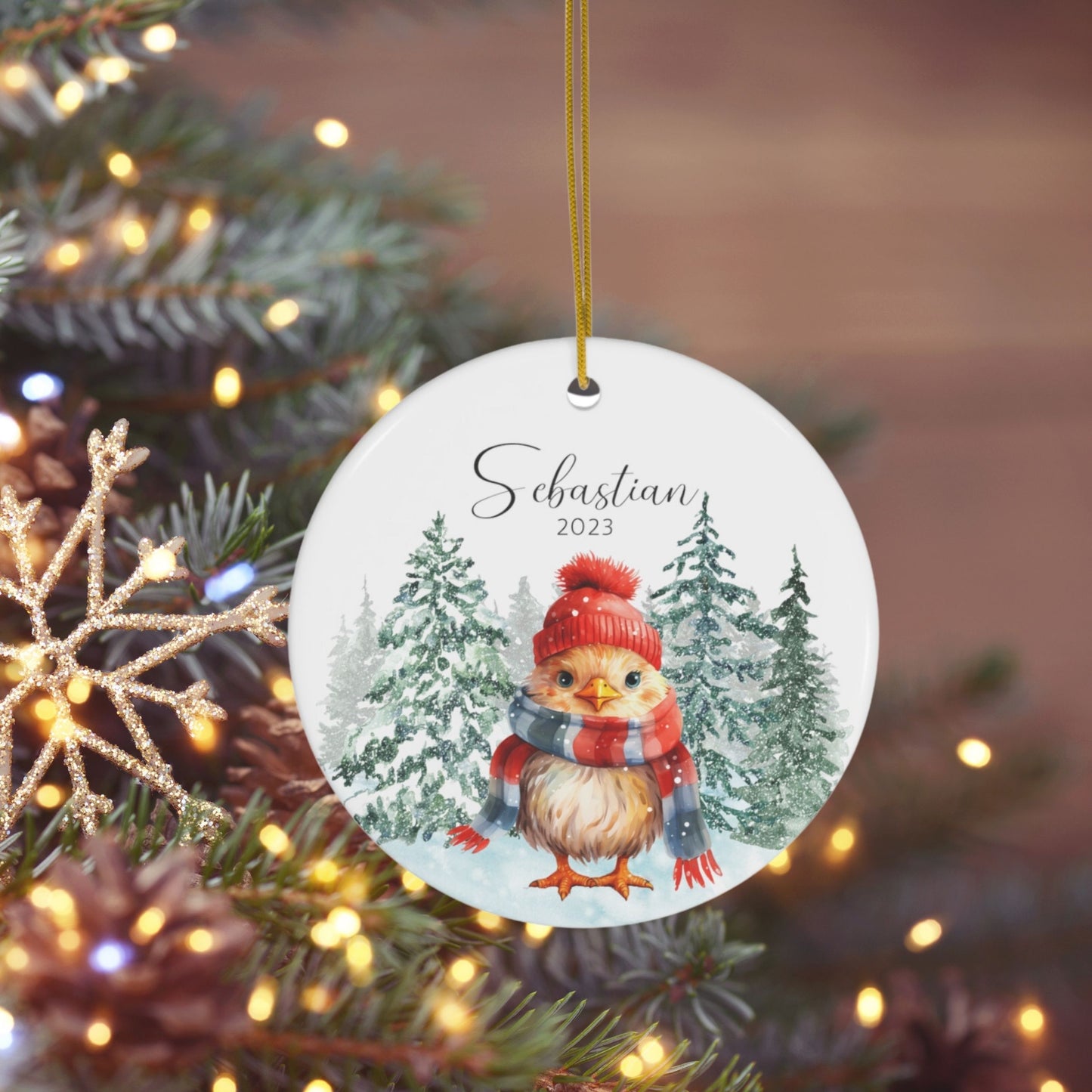 Personalized Chicken Christmas Ornament Custom Name Ornament