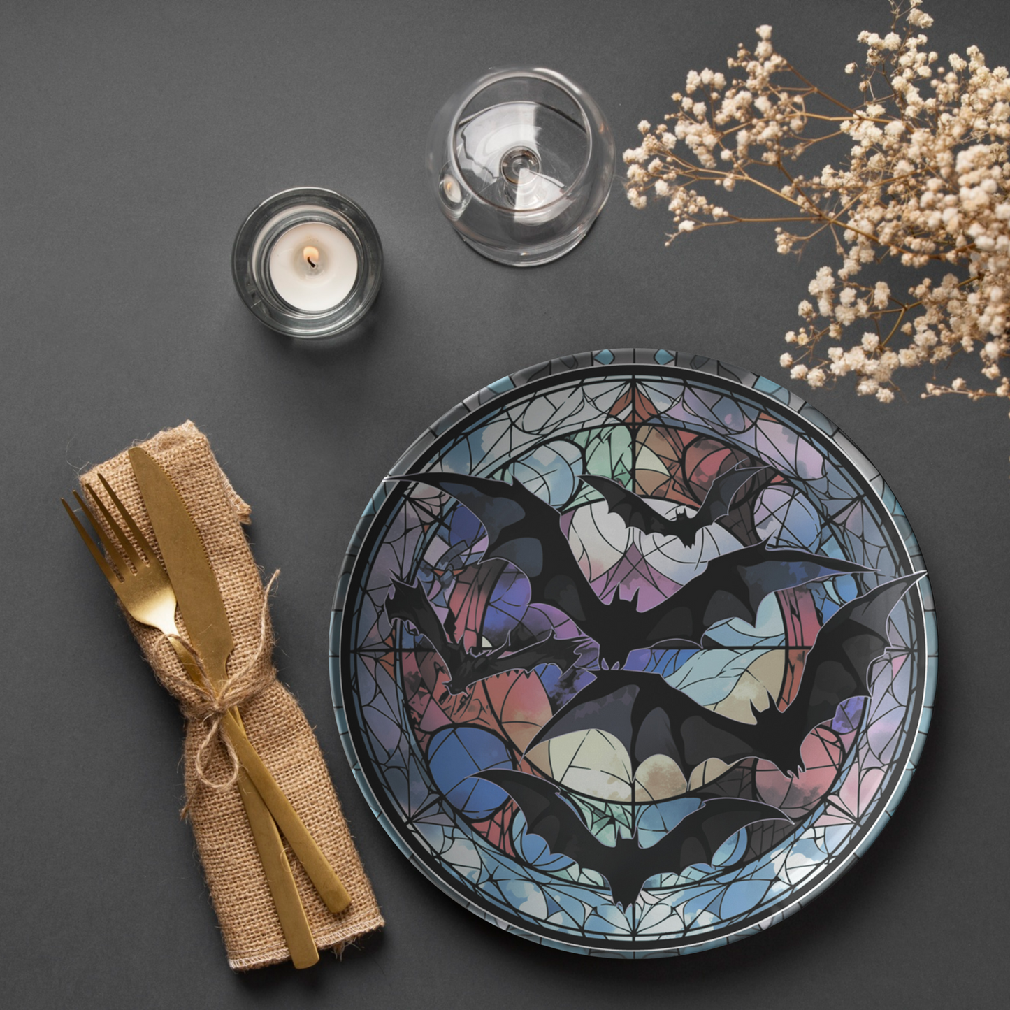 Thermosaf Polymer Plastic Halloween Party Plates Bats Decor