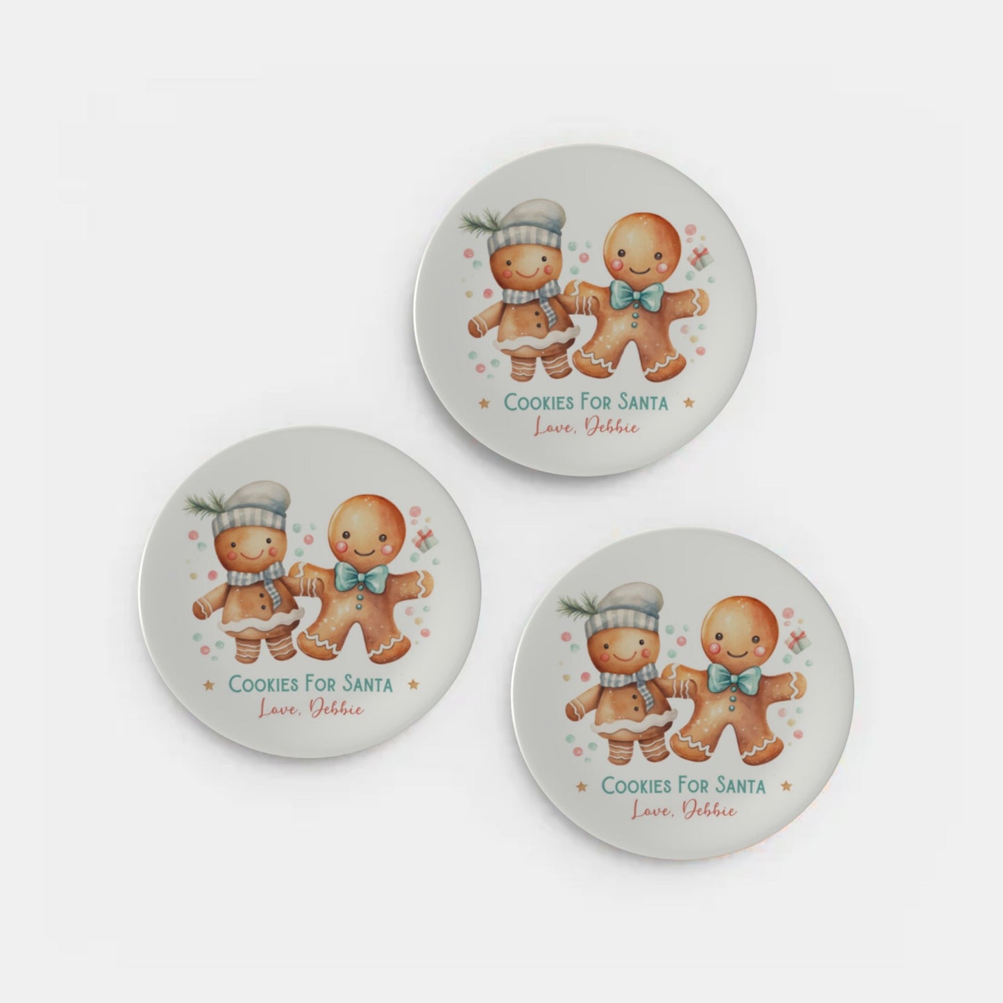 Bone China Personalized Gingerbread Man Santa Cookie Plate