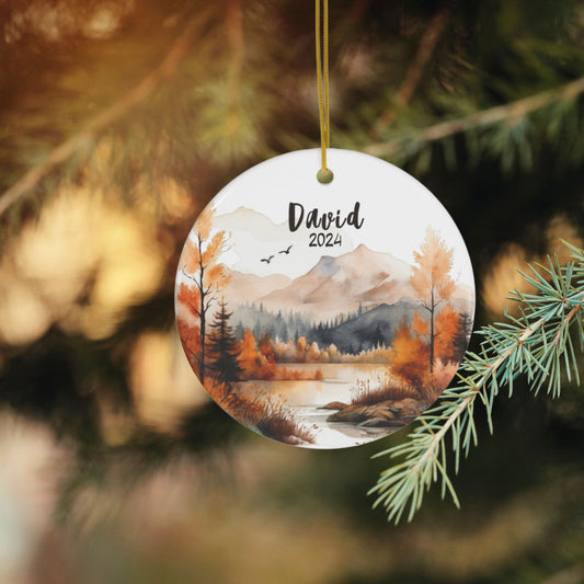 Personalized Mountain Christmas Ornament