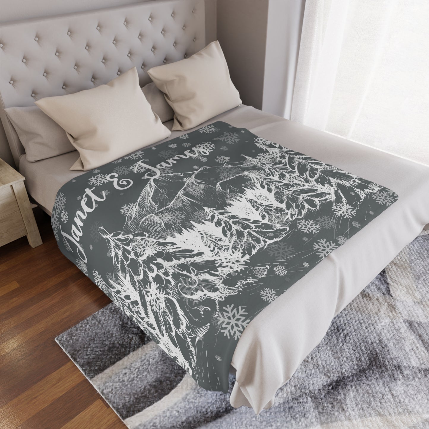 Personalized Mountain Blanket Custom Mountain Gift