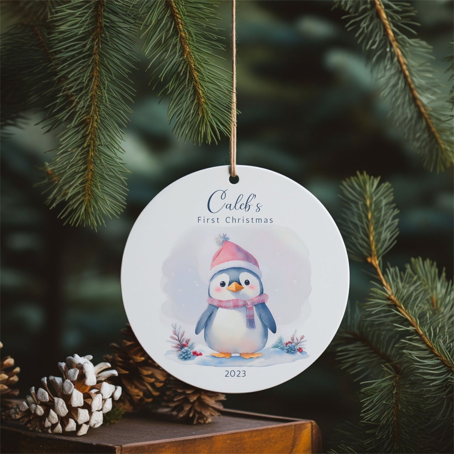 Baby First Christmas Ornament Personalized Penguin Ornament