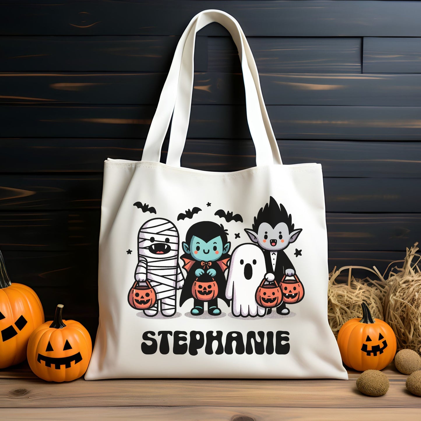 Personalized Halloween Tote Bag Trick or Treat Bag
