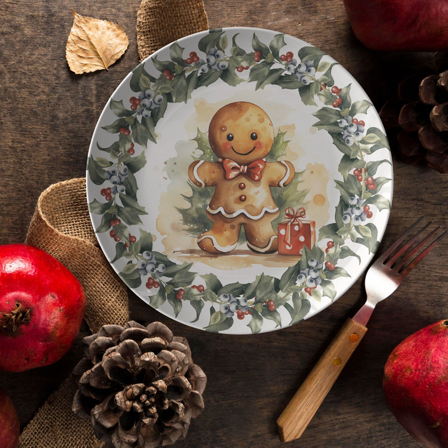 Gingerbread Man Thermosaf Polymer Plastic Christmas Plate