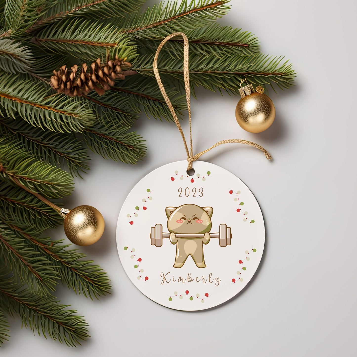 Personalized Workout Ornament Cat Christmas Ornament