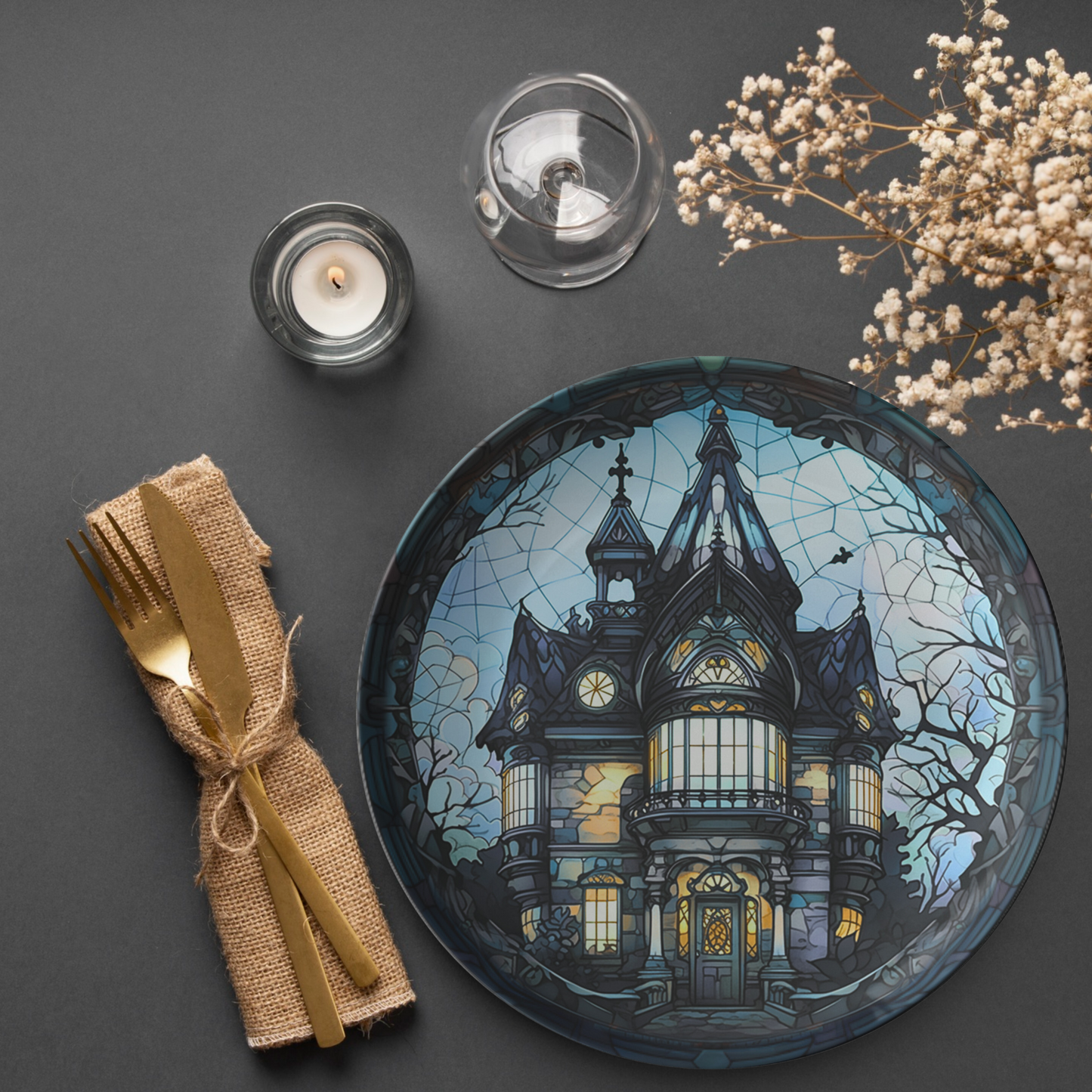 Thermosaf Polymer Plastic Halloween Plates Haunted Mansion Haunted House Decor