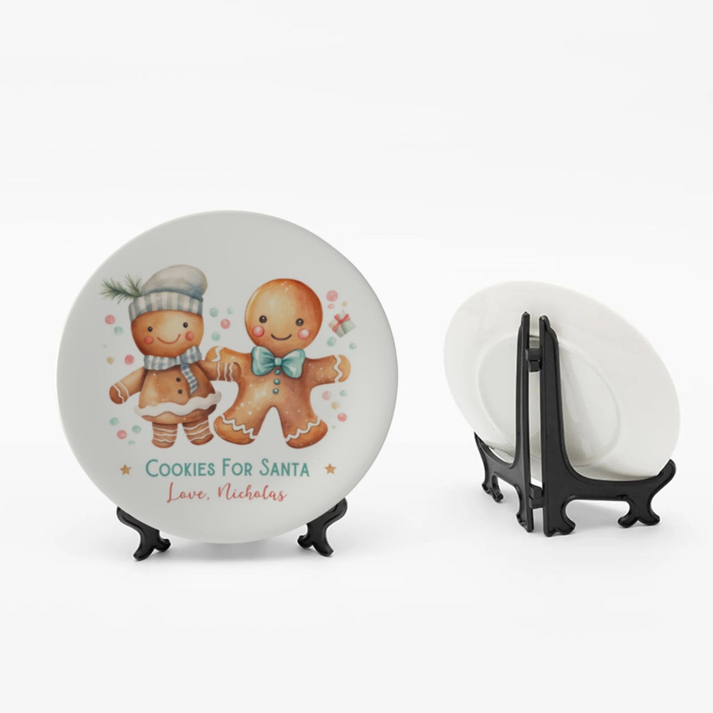 Bone China Personalized Gingerbread Man Santa Cookie Plate