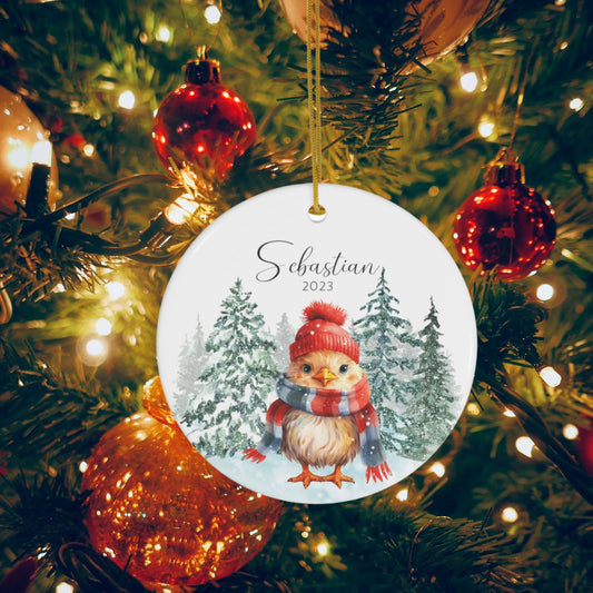 Personalized Chicken Christmas Ornament Custom Name Ornament