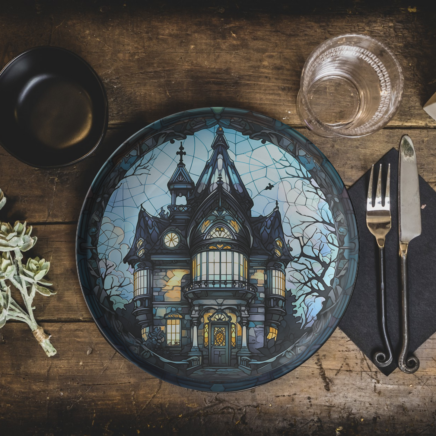 Thermosaf Polymer Plastic Halloween Plates Haunted Mansion Haunted House Decor