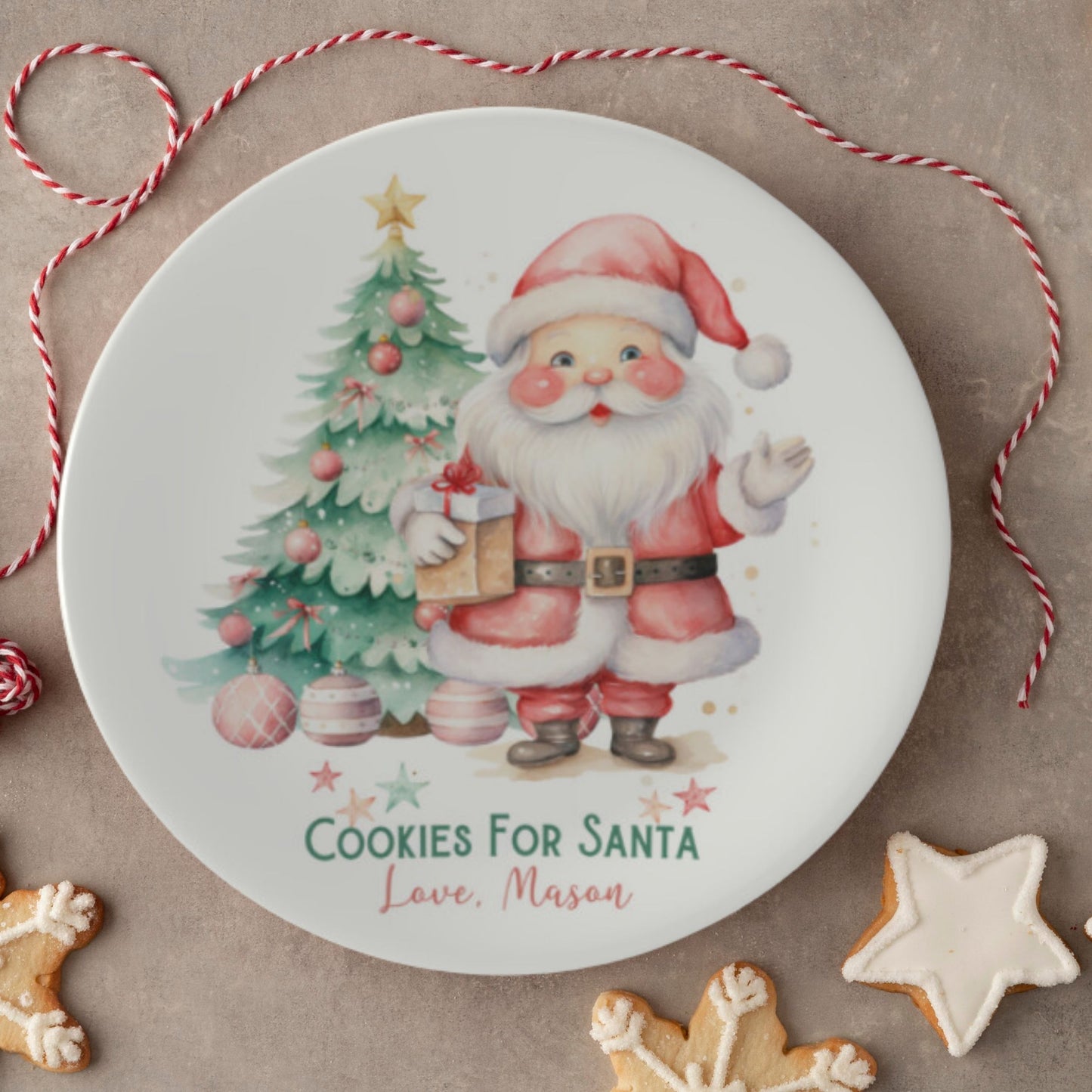 Bone China Personalized Santa Cookie Plate Cookies For Santa Plate
