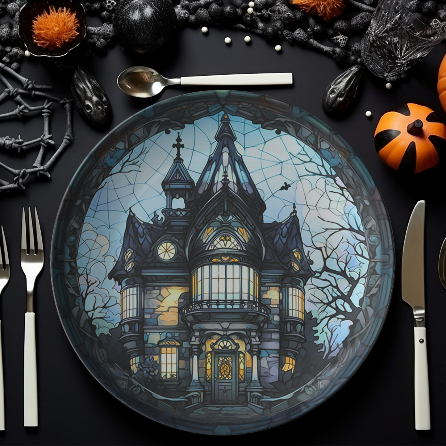 Thermosaf Polymer Plastic Halloween Plates Haunted Mansion Haunted House Decor