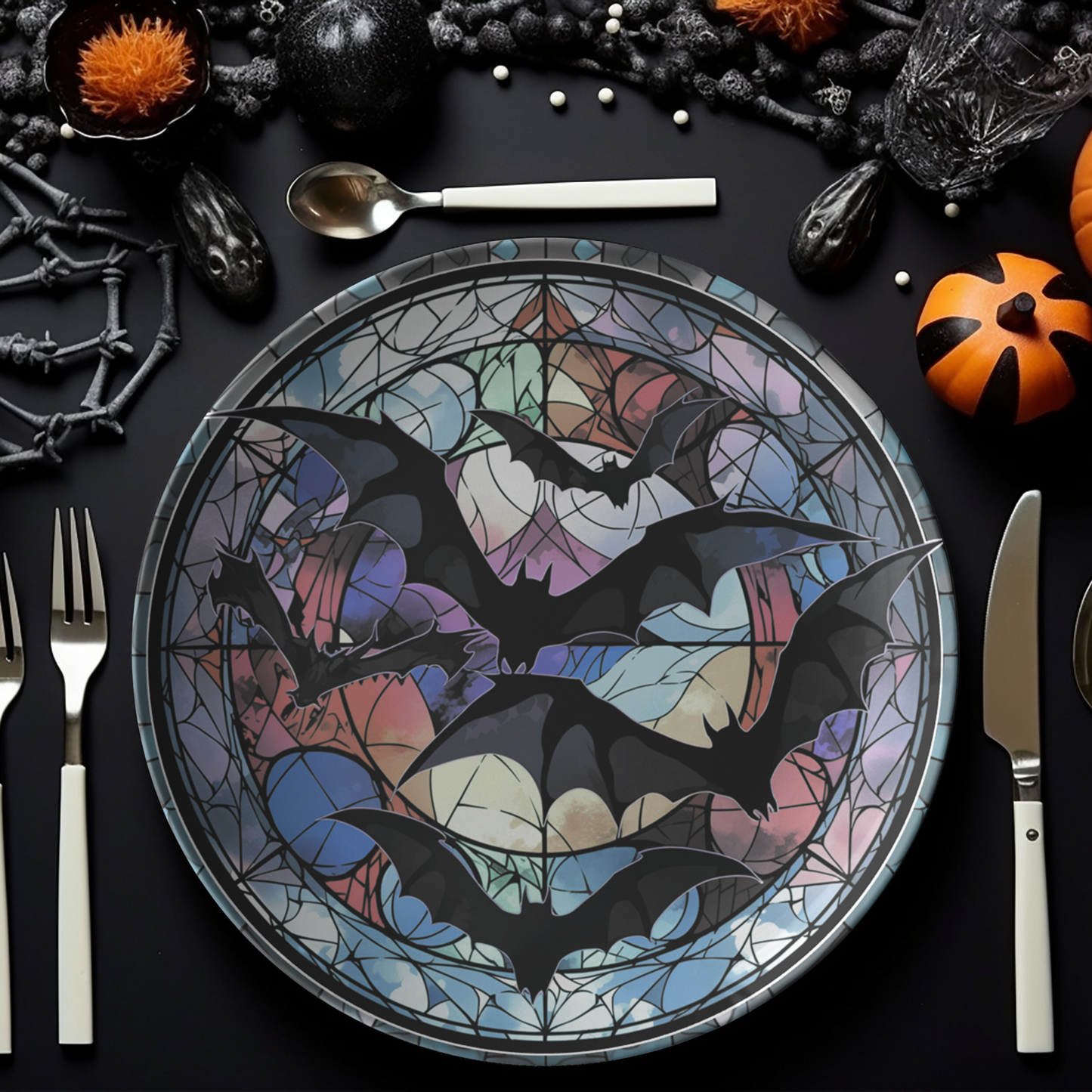 Thermosaf Polymer Plastic Halloween Party Plates Bats Decor