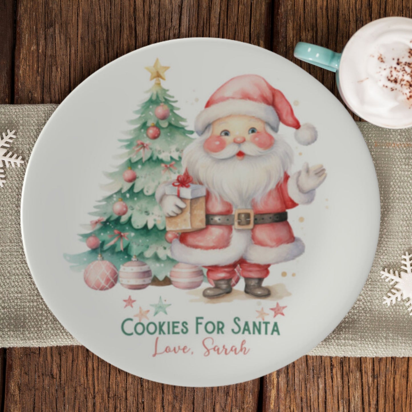 Bone China Personalized Santa Cookie Plate Cookies For Santa Plate