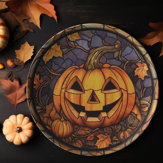 Halloween Jack-O-Lantern Thermosaf Polymer Plastic Dinner Party Plates