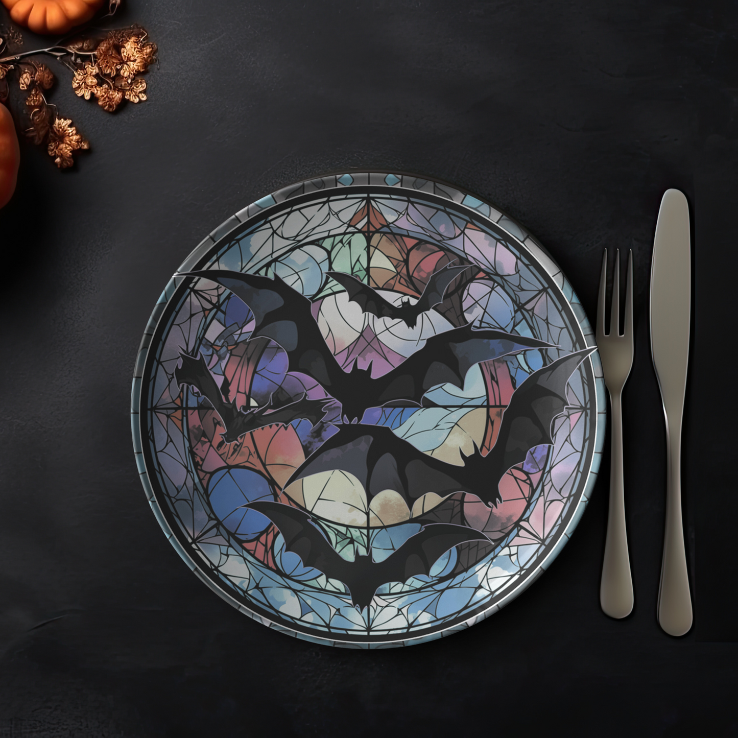 Thermosaf Polymer Plastic Halloween Party Plates Bats Decor