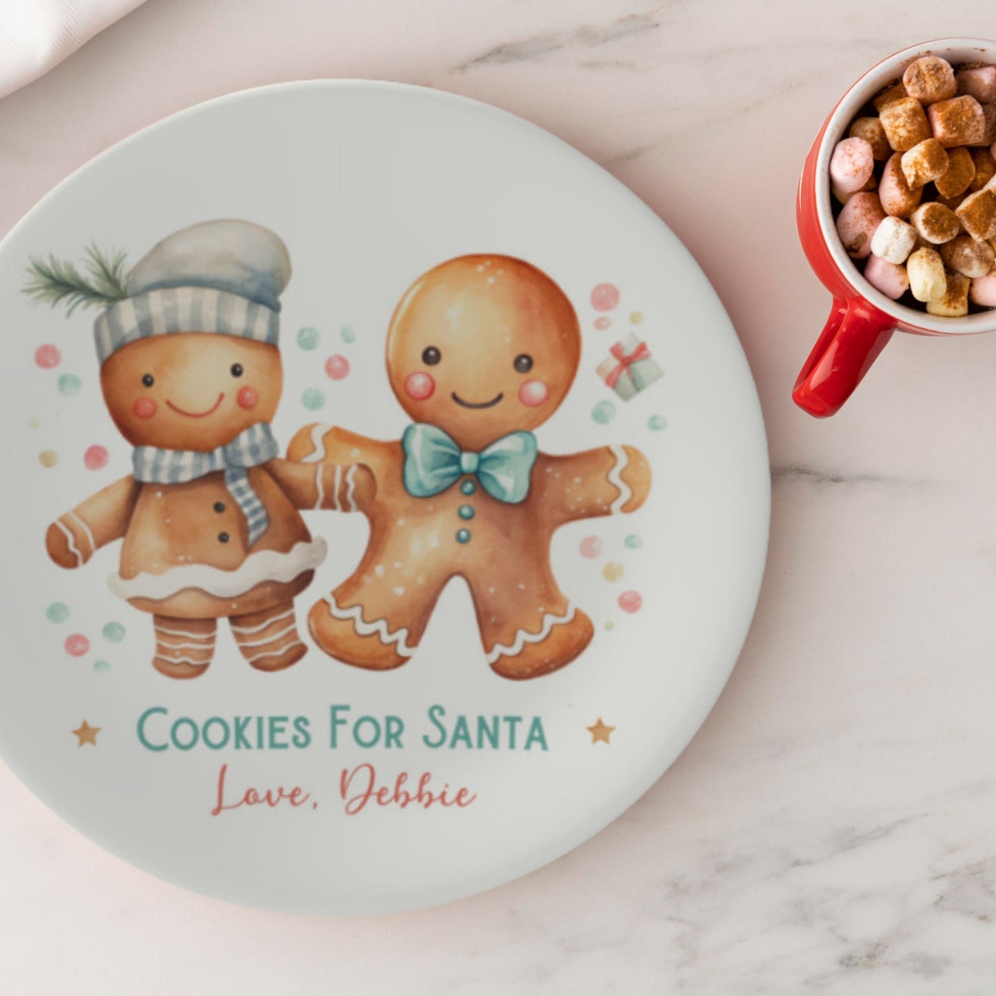 Bone China Personalized Gingerbread Man Santa Cookie Plate