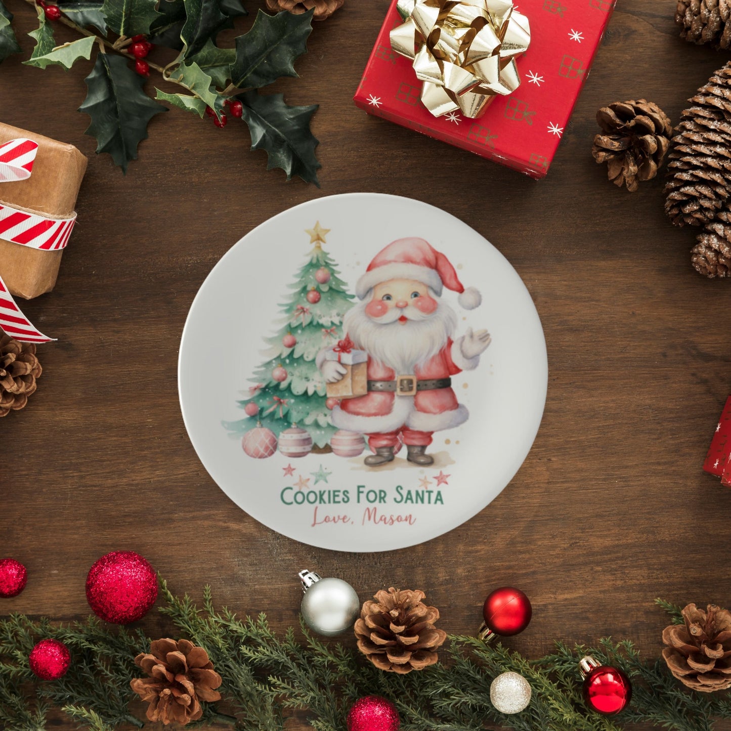 Bone China Personalized Santa Cookie Plate Cookies For Santa Plate