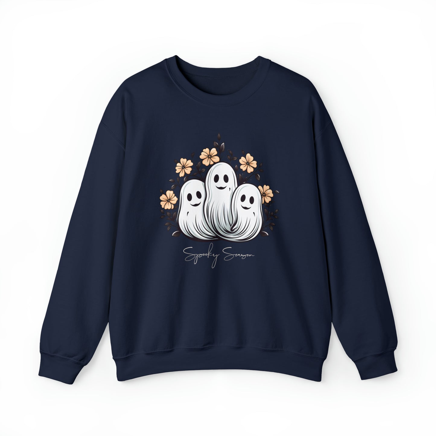 Spooky Season Retro Floral Ghost Sweatshirt, Cute Ghost Spooky Season Shirt Retro Halloween Shirt Stay Spooky Sweatshirt Floral Halloween Shirt