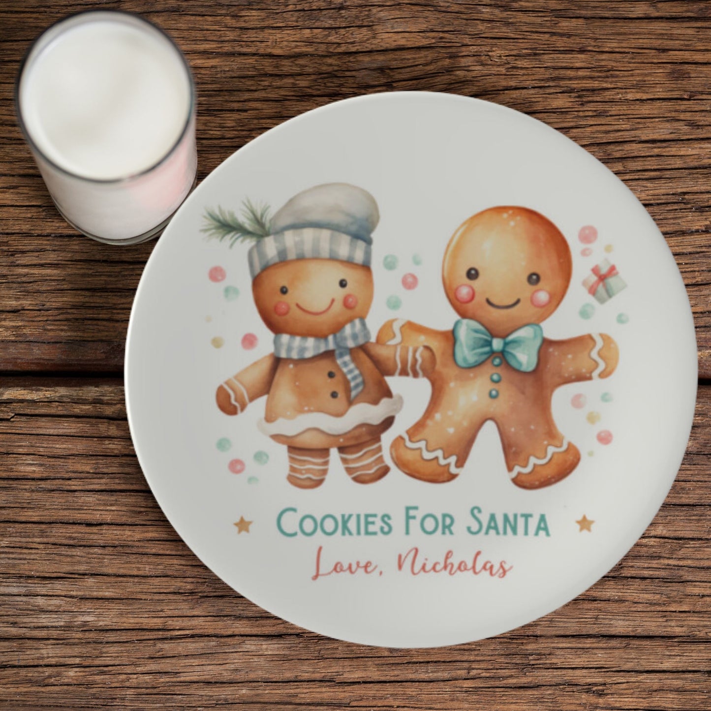 Bone China Personalized Gingerbread Man Santa Cookie Plate