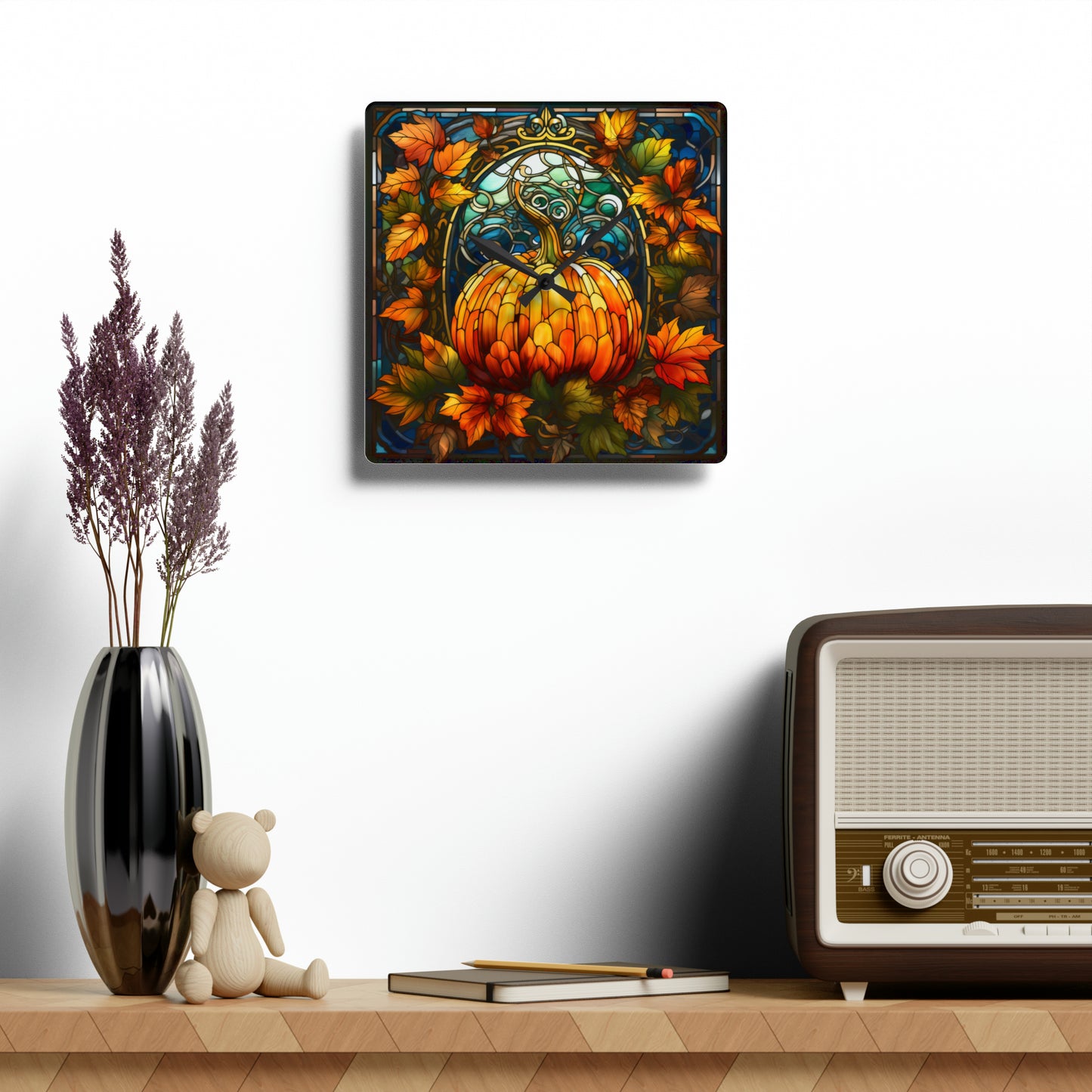 Rustic Halloween Decor Halloween Living Room Wall Clock Rustic Pumpkin Fall Decorations Farmhouse Halloween Decor Rustic Clock New Home Gift