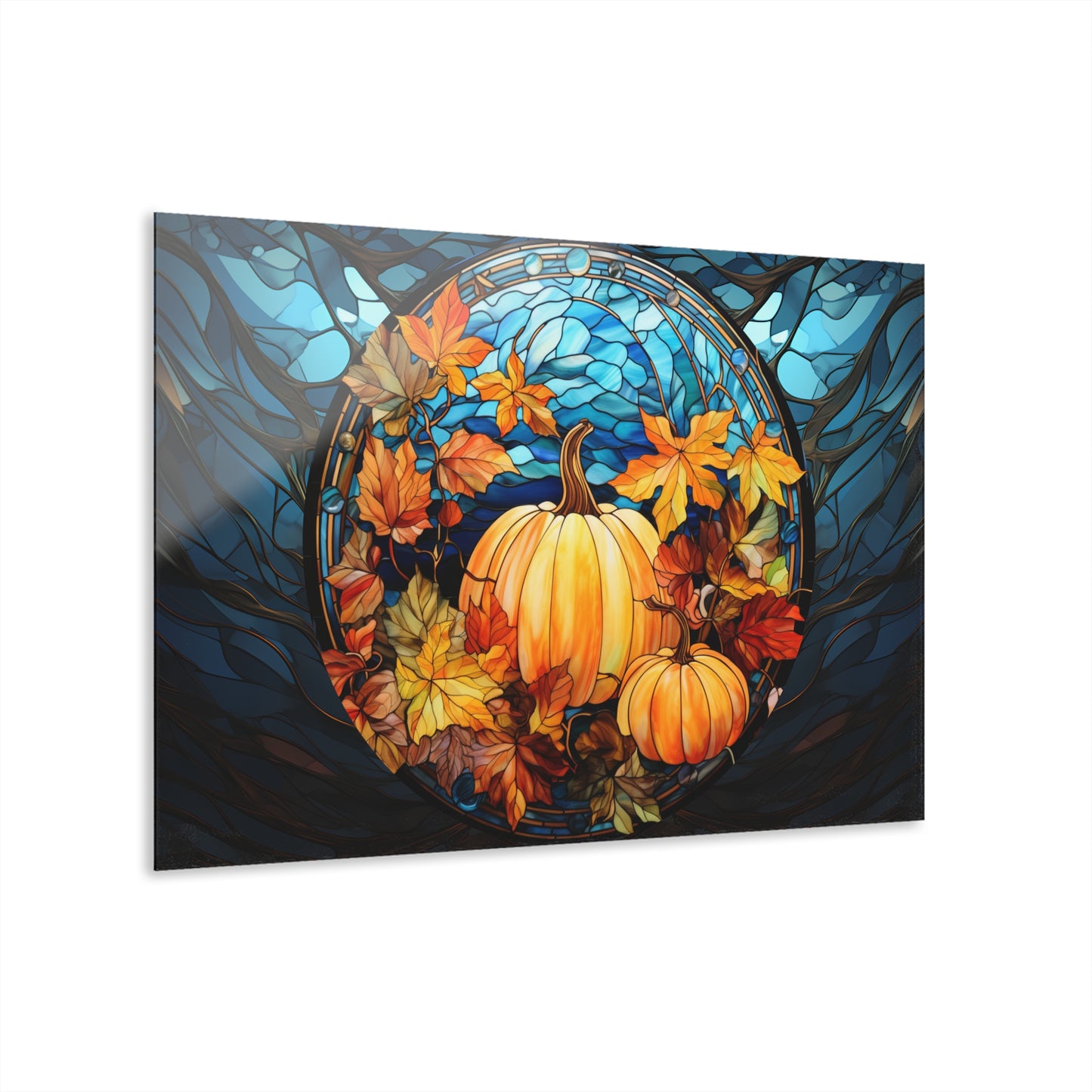 Wall Art Blue Pumpkin Decor Acrylic Art Print