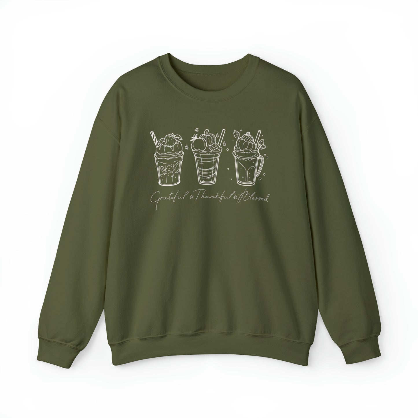 Inspirational Pumpkin Spice Sweatshirt, Thankful Grateful Blessed Sweatshirt Pumpkin Spice Latte Sweatshirt Fall Coffee Lover Sweatshirt