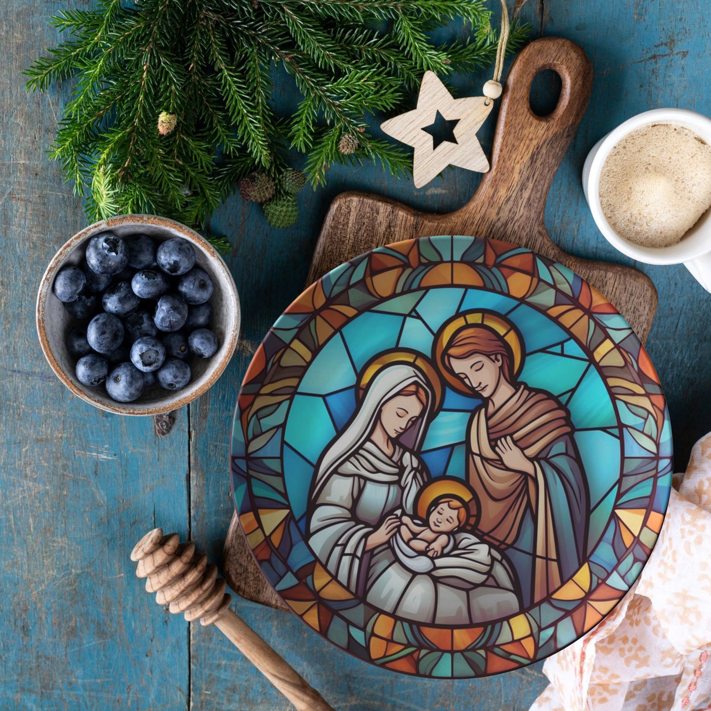 Christmas Nativity Scene Thermosaf Polymer Plastic Dinner Plate