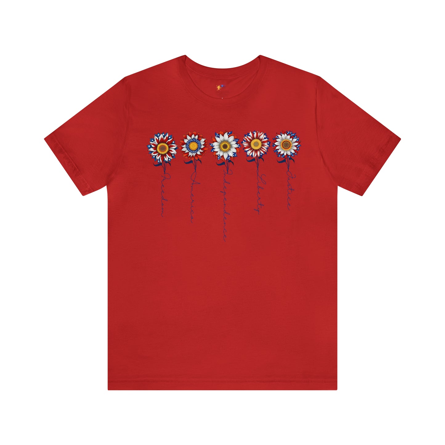 Floral Women’s Patriotic Shirt Sunflower Shirt Fourth of July Shirt Flower Shirt for Independence Day Inspiring Tshirt July 4th Gift for Her
