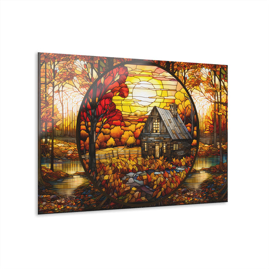 Cabin in the Woods Modern Rustic Wall Art Farmhouse Fall Home Decor Acrylic Art Print