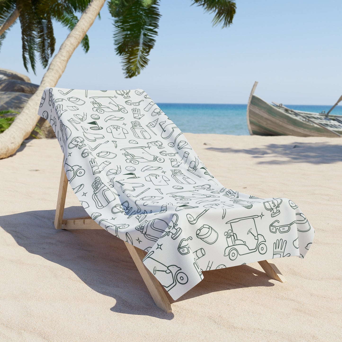 Hand Drawn Golf Beach Towel