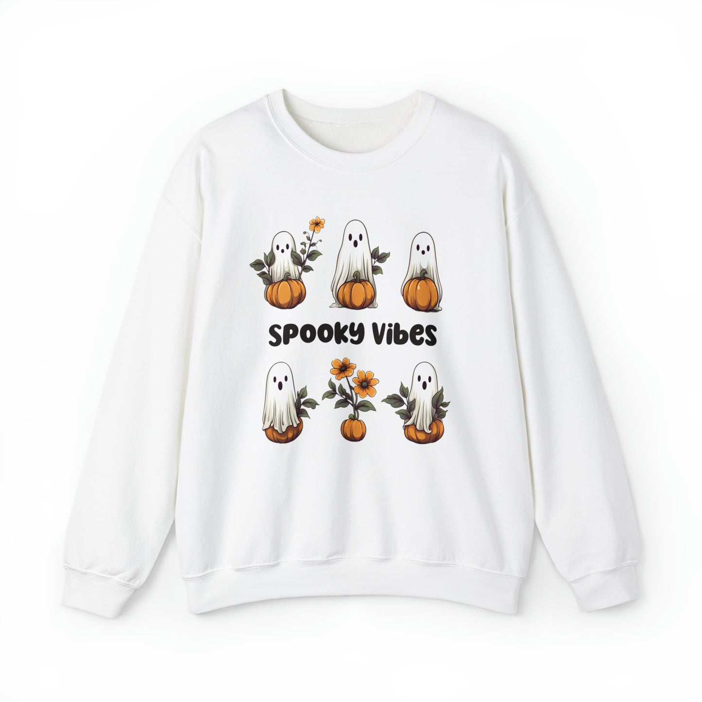 Retro Floral Ghost Sweatshirt Spooky Vibes Sweatshirt