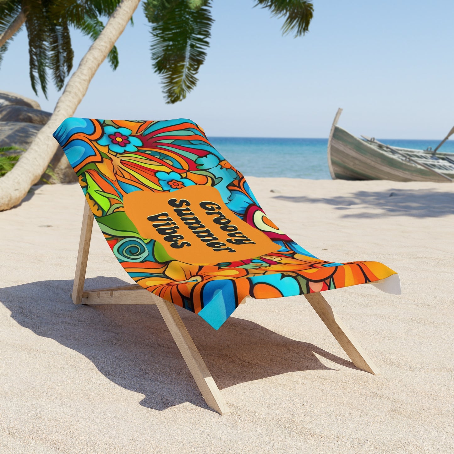 Flower Beach Towel Floral Gift for Her Retro Summer Towel Beach Lover Gift Pool Towel Summer Vacation Towel Large Beach Towel