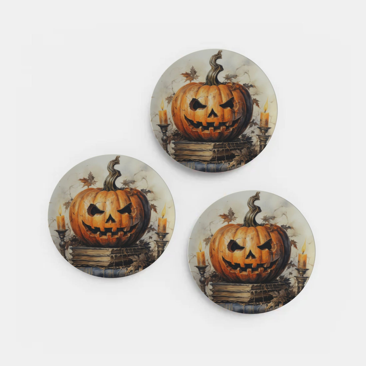 Bone China Halloween Jack-O-Lantern Plates