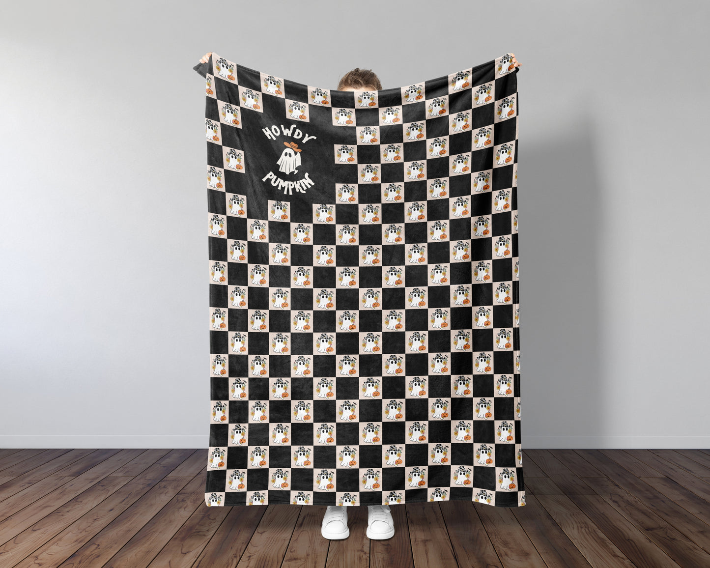 Howdy Pumpkin Western Ghost Halloween Blanket