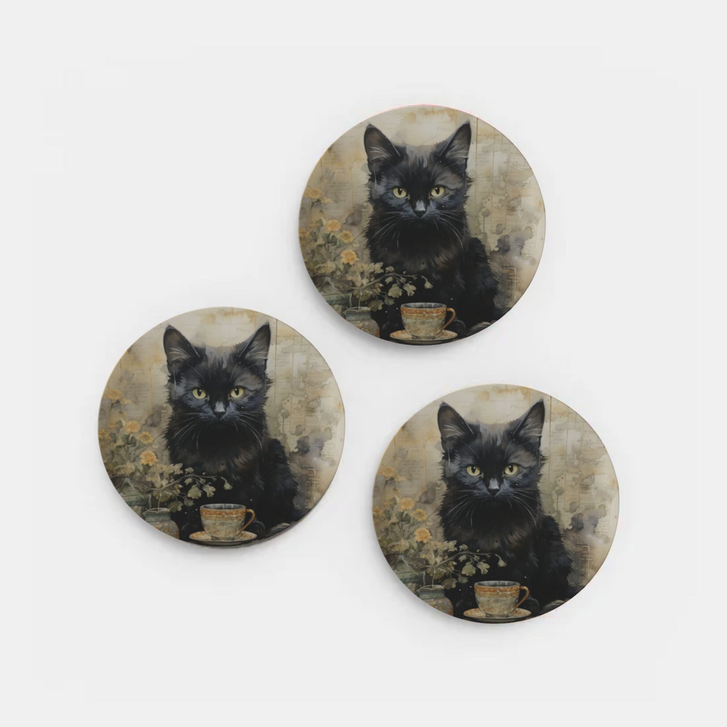 Black Cat Bone China Plate Fall Table Decor