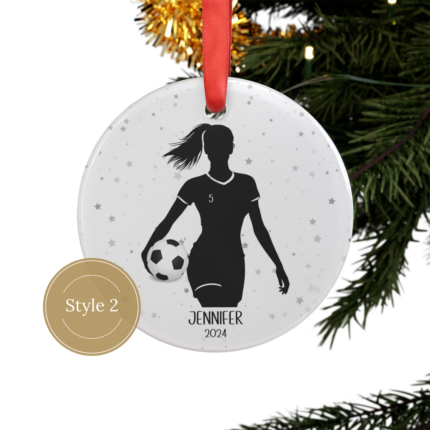 Personalized Soccer Ornament Customized Soccer Christmas Ornament