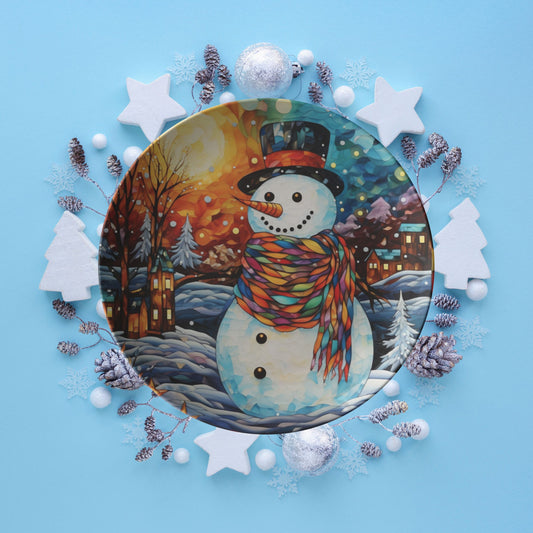 Thermosaf Polymer Plastic Snowman Christmas Dinner Plate
