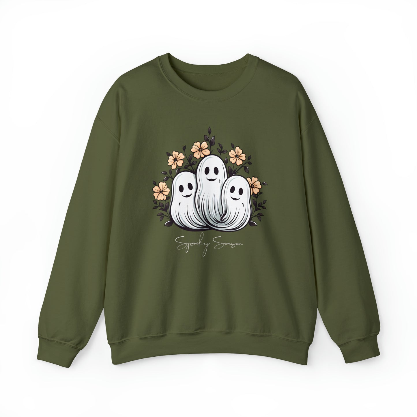 Spooky Season Retro Floral Ghost Sweatshirt, Cute Ghost Spooky Season Shirt Retro Halloween Shirt Stay Spooky Sweatshirt Floral Halloween Shirt