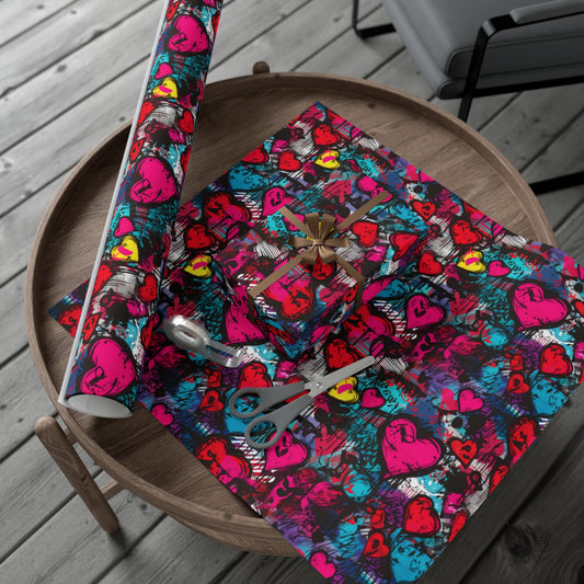 Retro Hearts Valentines Day Wrapping Paper