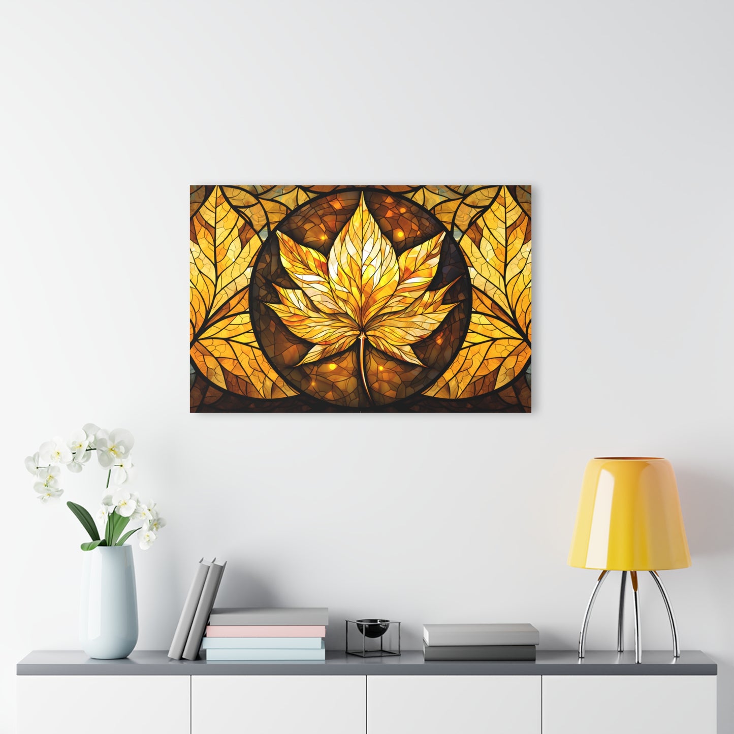 Gilded Leaves Elegance Modern Landscape Wall Art Acrylic Art Print