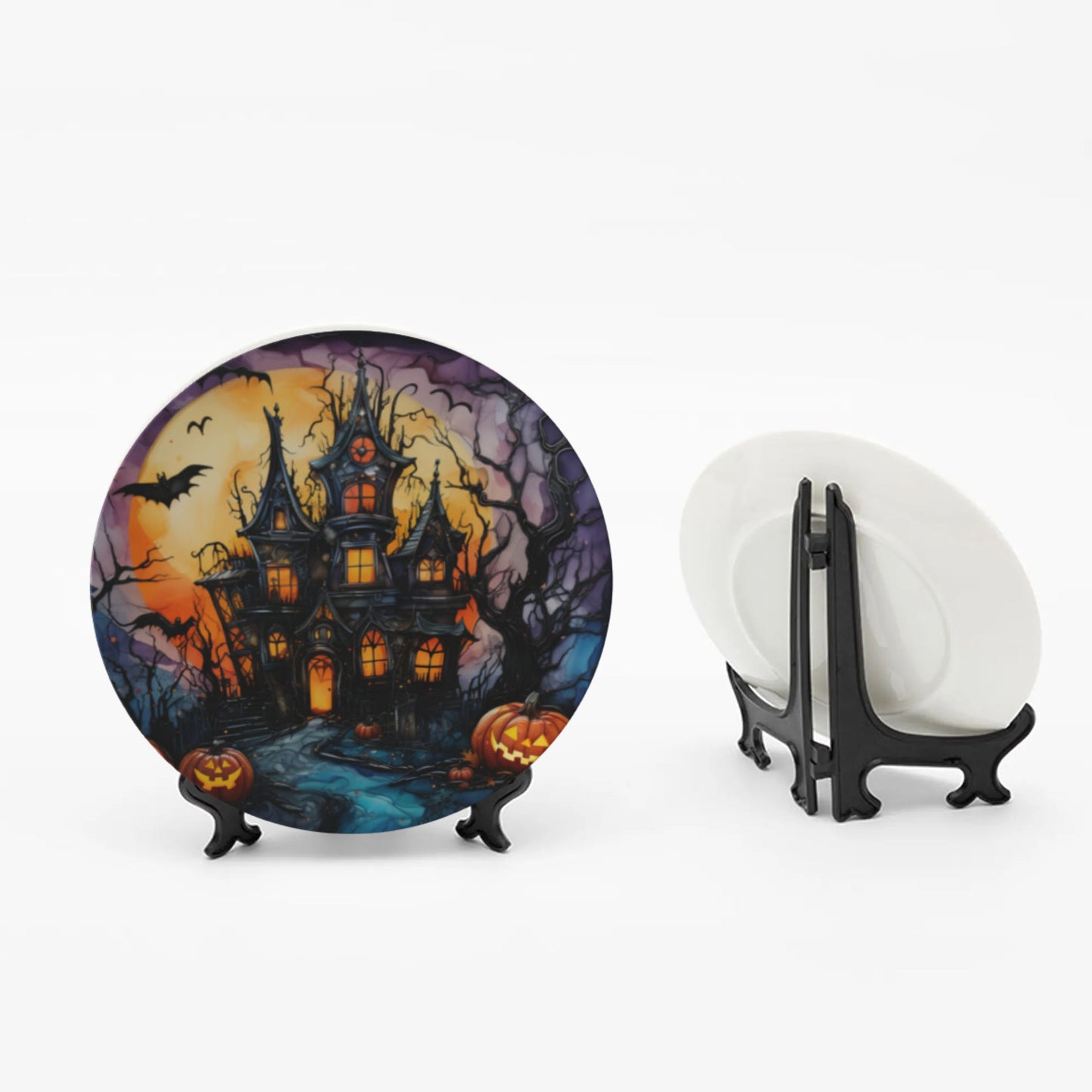 Bone China Halloween Haunted Mansion Plate