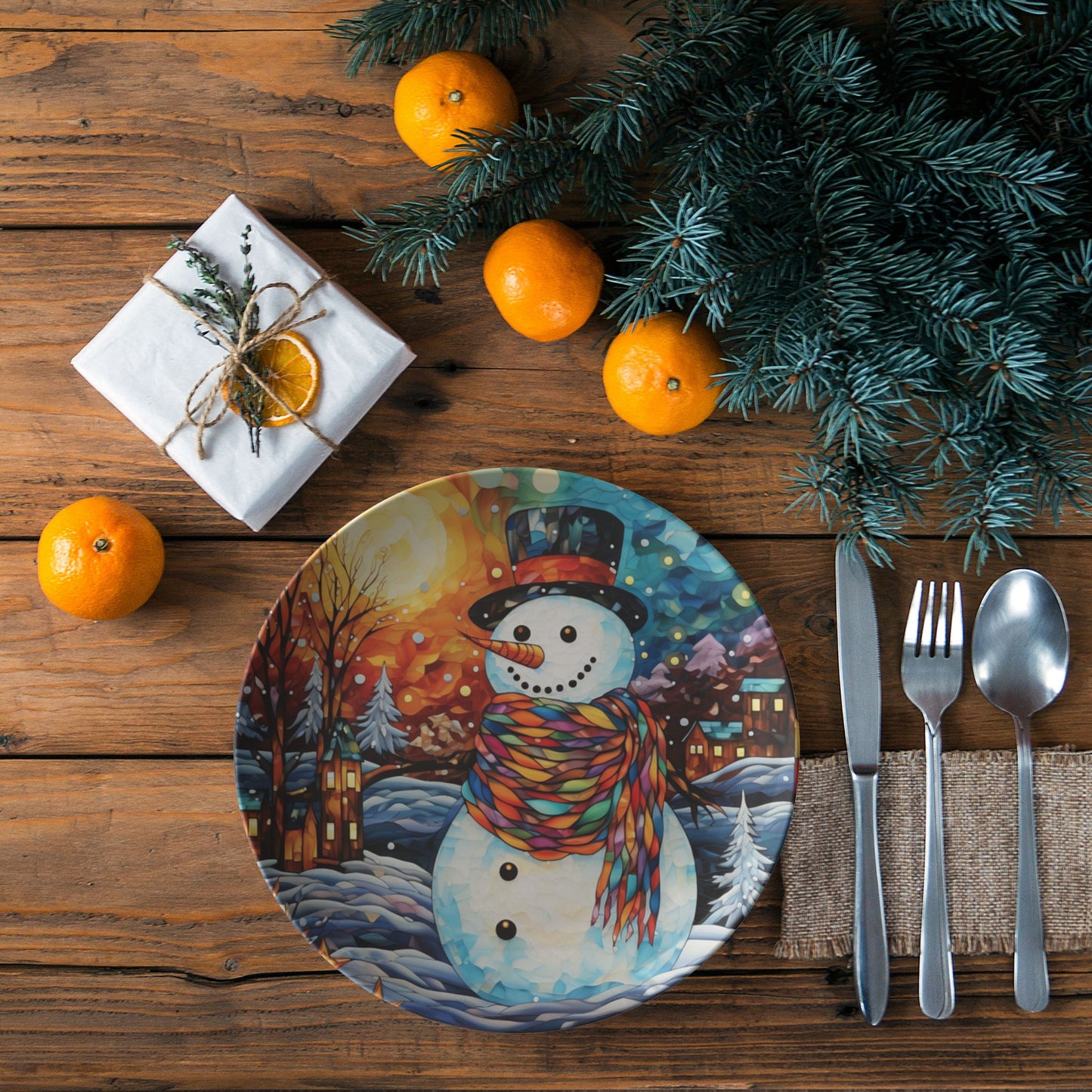 Thermosaf Polymer Plastic Snowman Christmas Dinner Plate