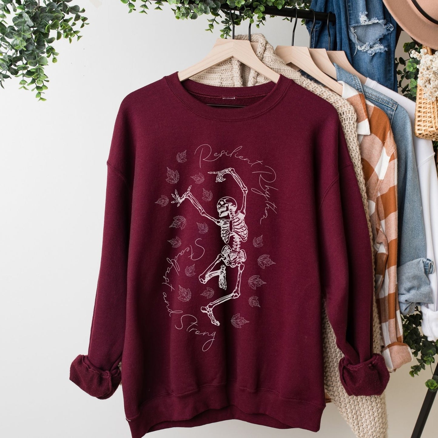 Halloween Dancing Skeleton Sweatshirt, Women Inspirational Shirt Halloween Shirt Cute Fall Sweatshirt Graphic T-Shirt Ladies Halloween Shirt