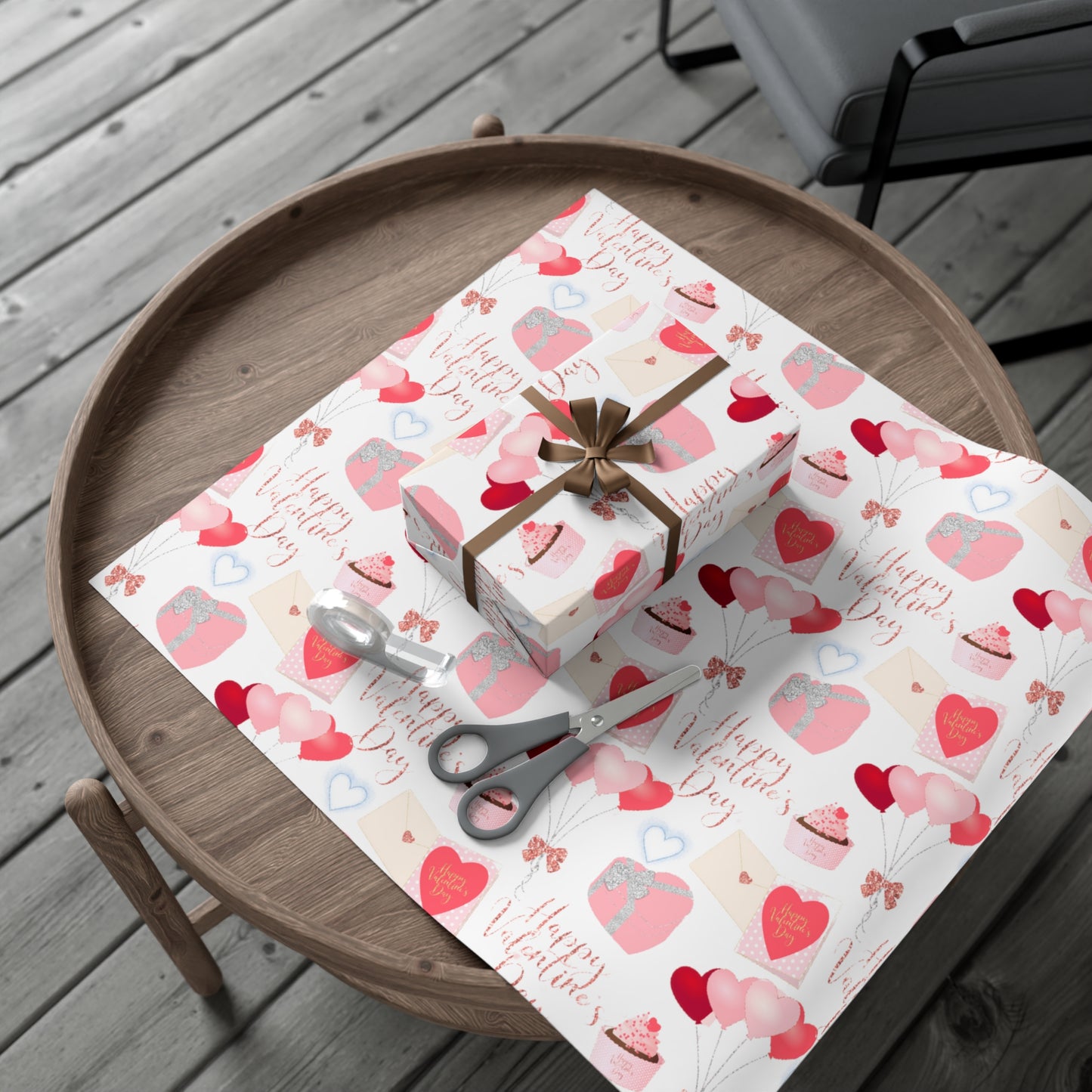 Red and Pink Heart Balloons Valentines Day Wrapping Paper
